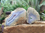Polished On One Side Blue Lace Agate Geodes x 12 From Nsanje, Malawi - Toprock Gemstones and Minerals 