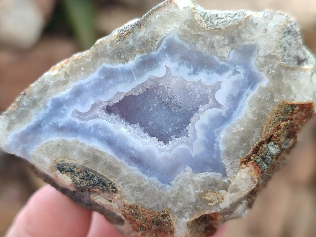 Polished On One Side Blue Lace Agate Geodes x 12 From Nsanje, Malawi - Toprock Gemstones and Minerals 