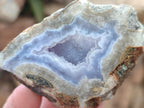 Polished On One Side Blue Lace Agate Geodes x 12 From Nsanje, Malawi - Toprock Gemstones and Minerals 