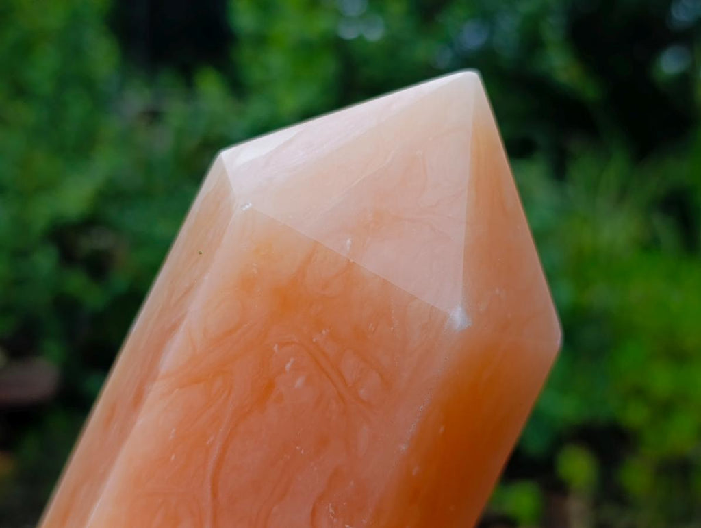 Polished Large Orange Twist Calcite Tower Crystal x 1 From Maevantanana, Madagascar - Toprock Gemstones and Minerals 