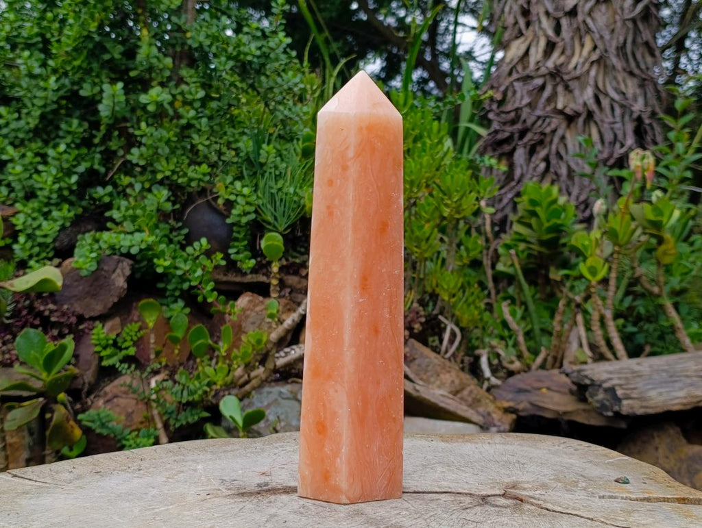 Polished Large Orange Twist Calcite Tower Crystal x 1 From Maevantanana, Madagascar - Toprock Gemstones and Minerals 