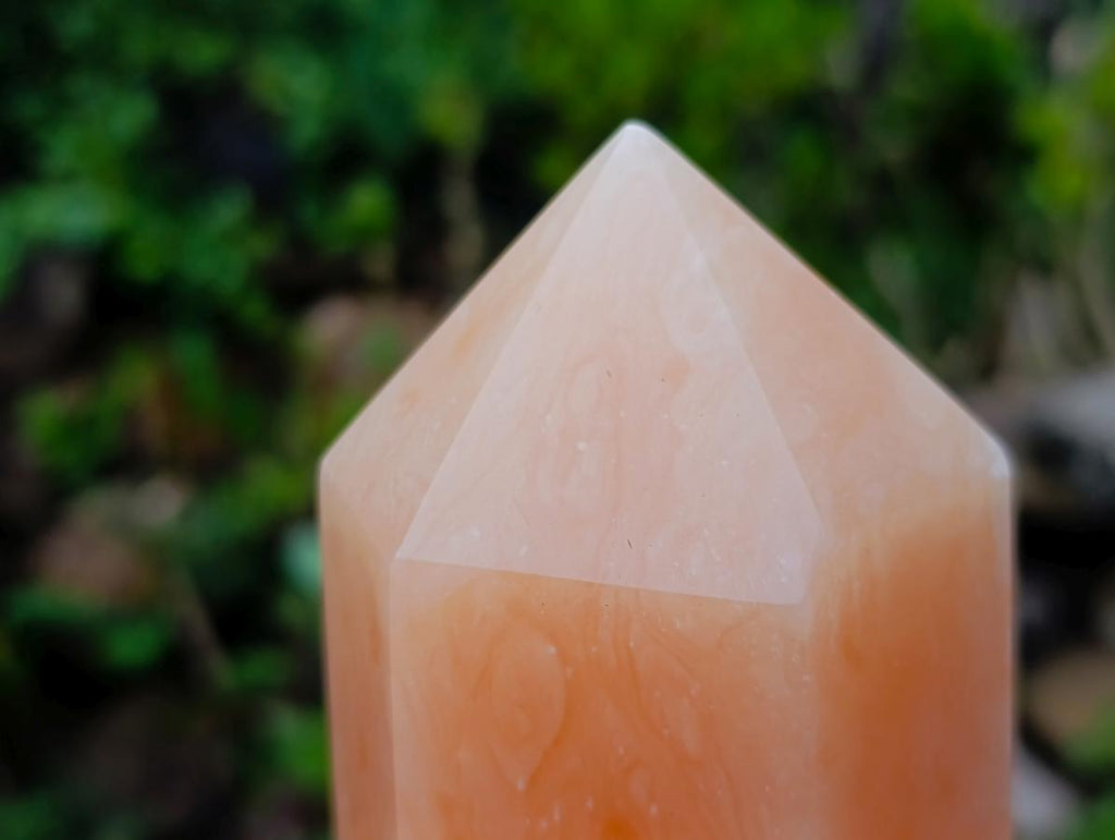Polished Large Orange Twist Calcite Tower Crystal x 1 From Maevantanana, Madagascar - Toprock Gemstones and Minerals 