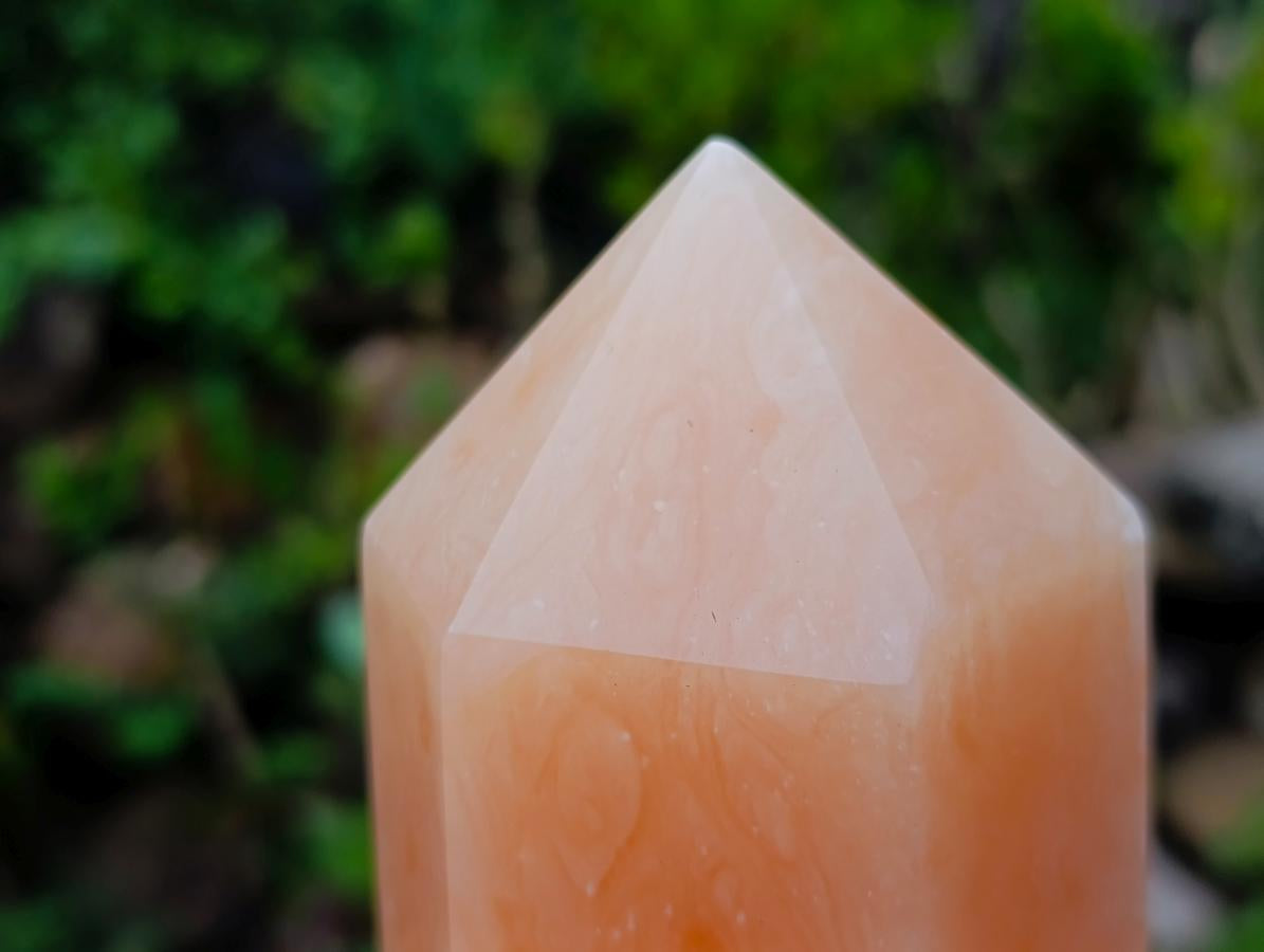 Polished Large Orange Twist Calcite Tower Crystal x 1 From Maevantanana, Madagascar - Toprock Gemstones and Minerals 