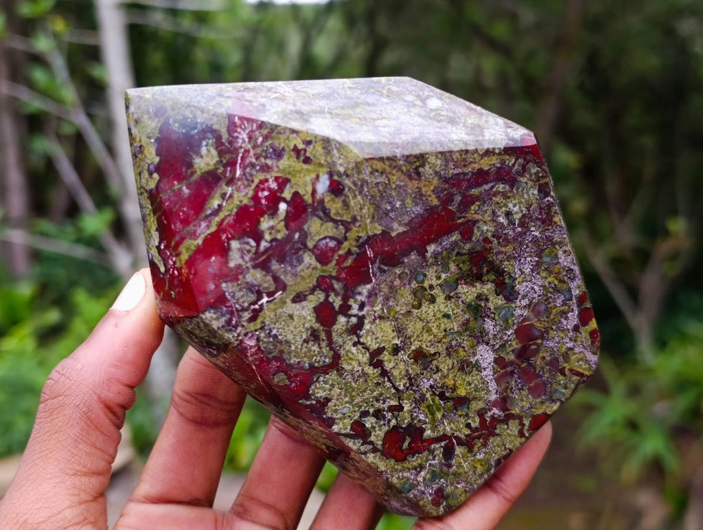 Polished Bastite Dragonsblood Stone Display Crystal Points x 2 From Tshipise, South Africa - Toprock Gemstones and Minerals 