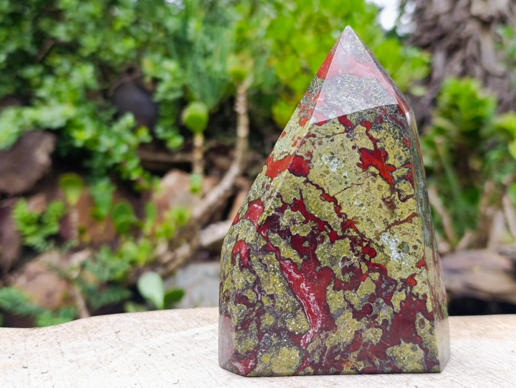 Polished Bastite Dragonsblood Stone Display Crystal Points x 2 From Tshipise, South Africa - Toprock Gemstones and Minerals 