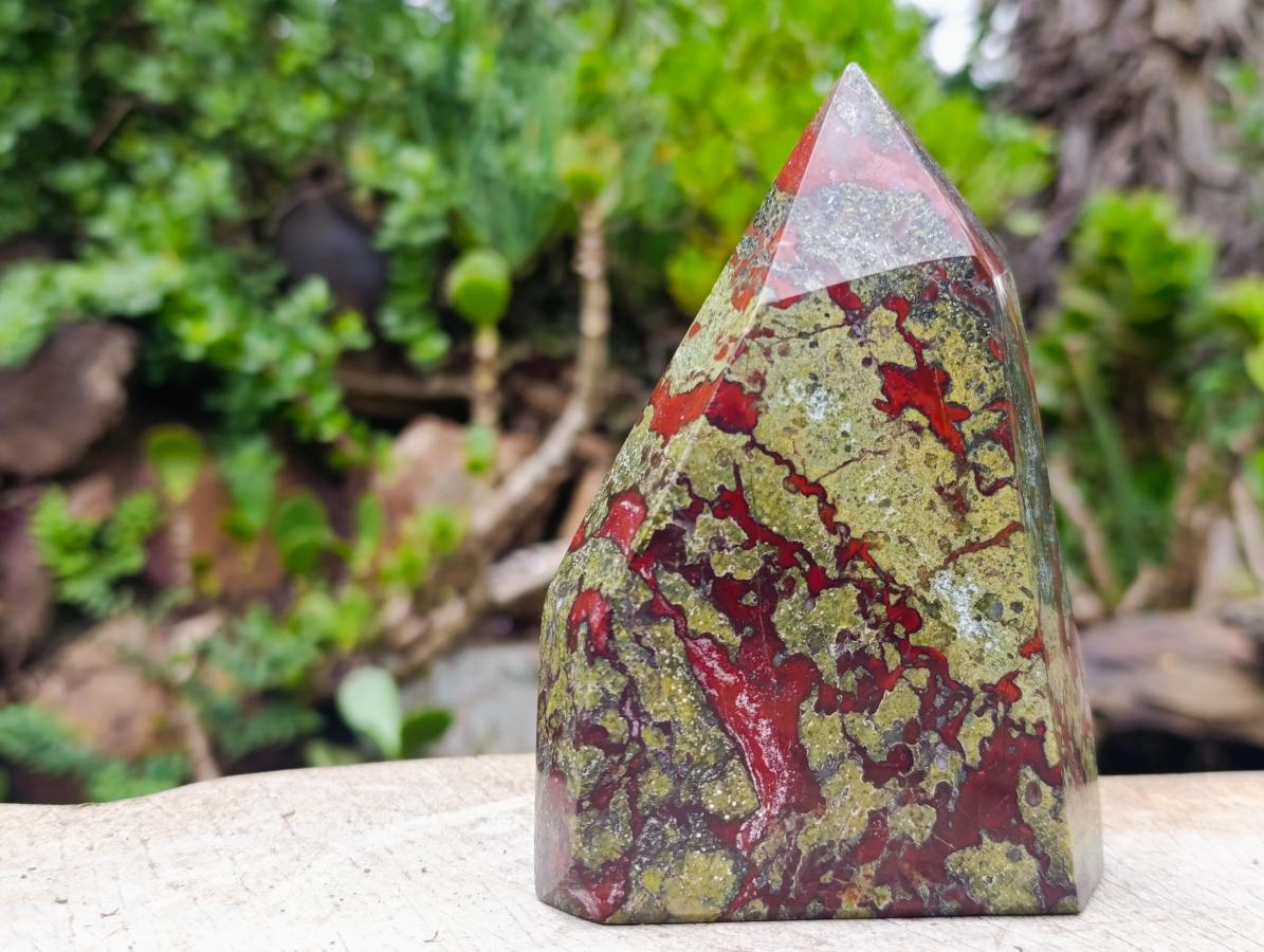 Polished Bastite Dragonsblood Stone Display Crystal Points x 2 From Tshipise, South Africa - Toprock Gemstones and Minerals 