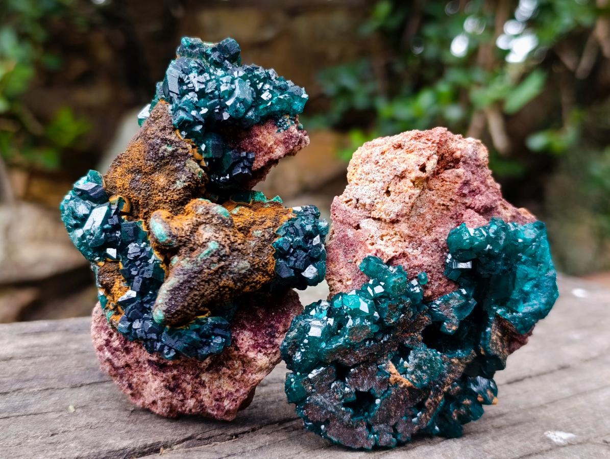 Natural Dioptase on Dolomite Specimens x 6 From Likasi, Congo - Toprock Gemstones and Minerals 