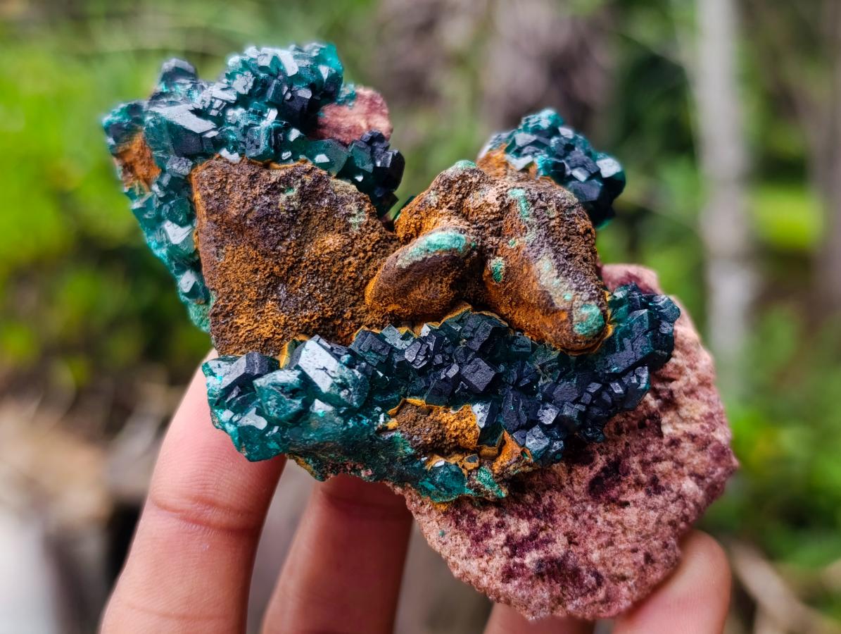 Natural Dioptase on Dolomite Specimens x 6 From Likasi, Congo - Toprock Gemstones and Minerals 