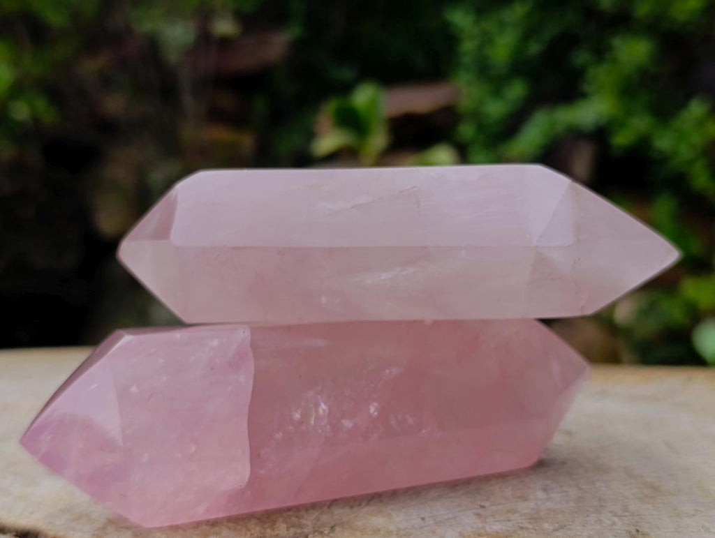 Polished Double Terminated Gemmy Rose Quartz Crystals x 3 From Madagascar - Toprock Gemstones and Minerals 