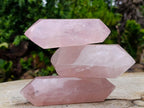 Polished Double Terminated Gemmy Rose Quartz Crystals x 3 From Madagascar - Toprock Gemstones and Minerals 