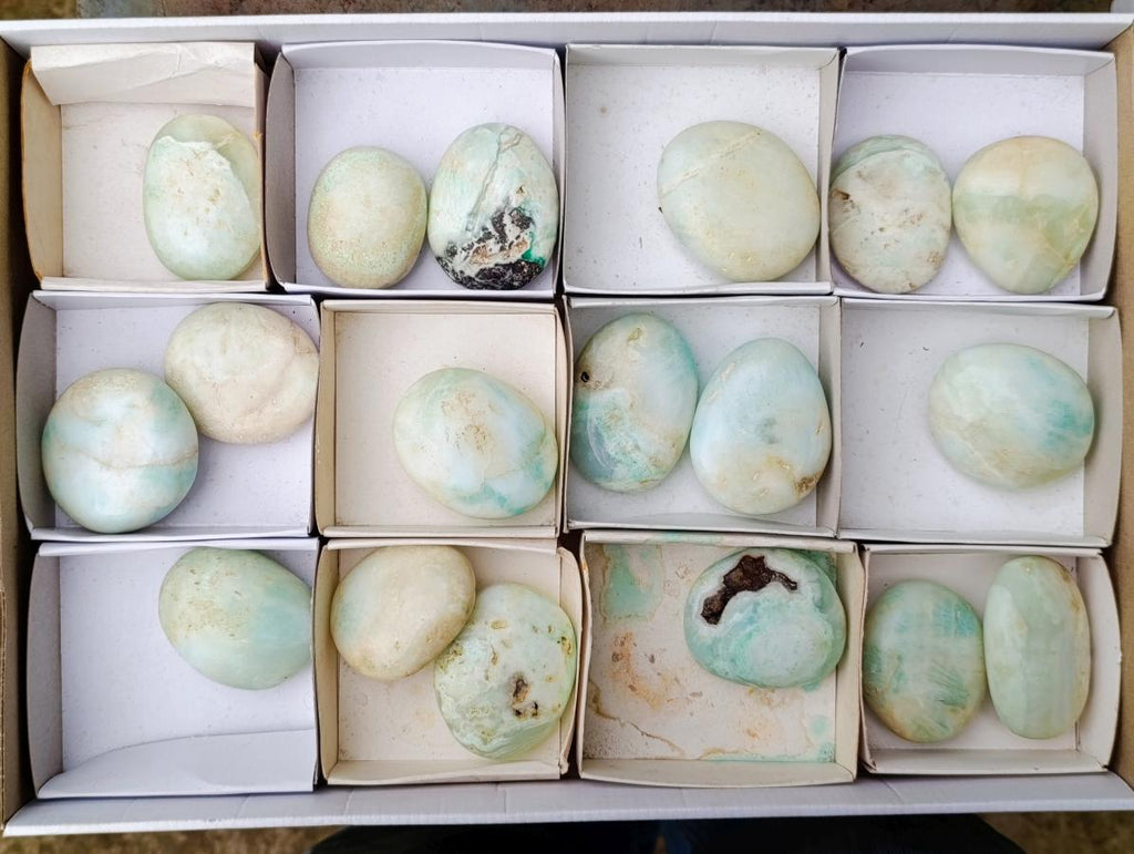 Polished Super Rare Blue Smithsonite Free Forms x 18 From Congo - Toprock Gemstones and Minerals 