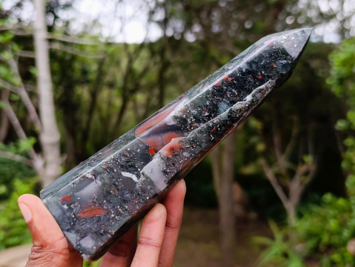 Polished Bloodstone Spheres and Crystal x 3 From Swaziland - Toprock Gemstones and Minerals 