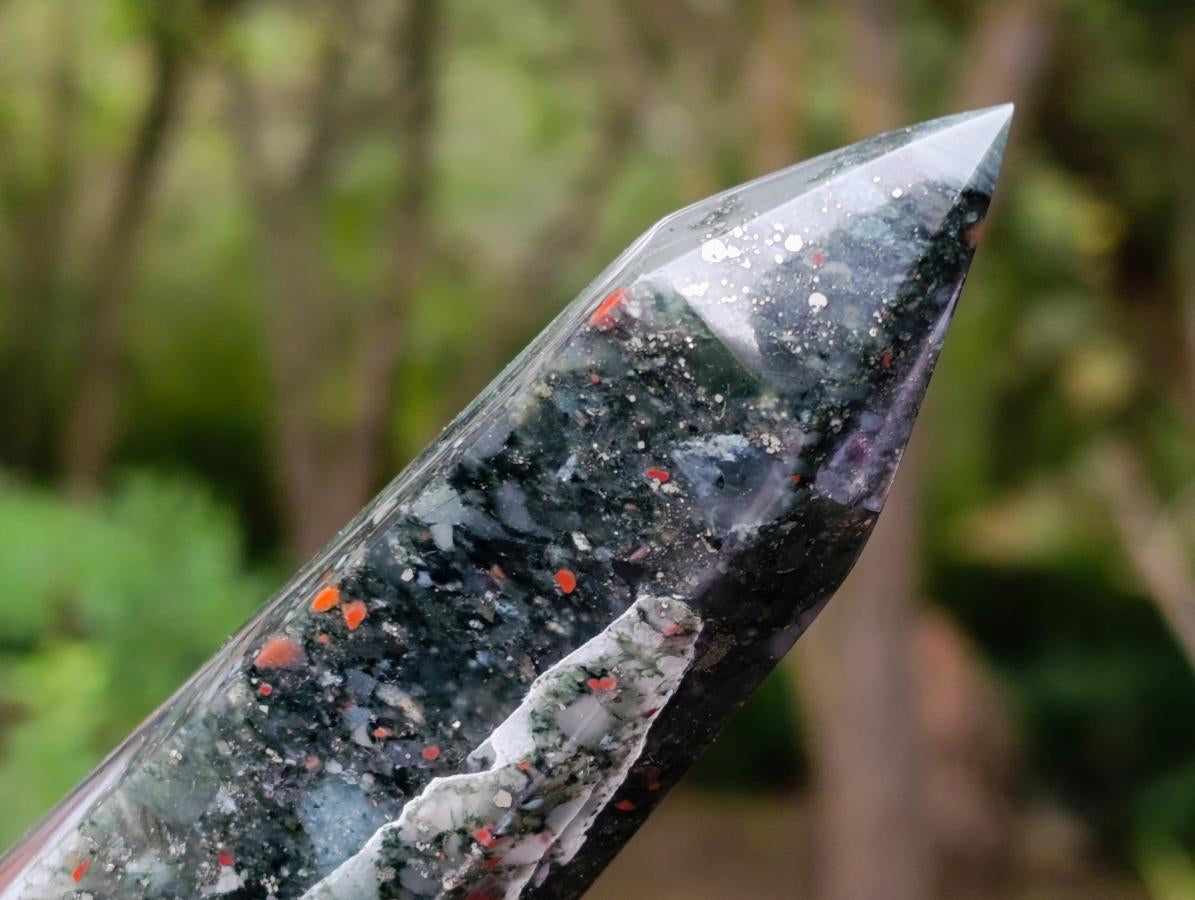 Polished Bloodstone Spheres and Crystal x 3 From Swaziland - Toprock Gemstones and Minerals 