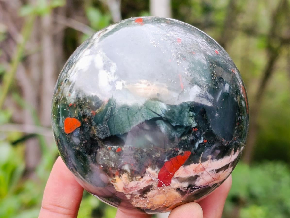 Polished Bloodstone Spheres and Crystal x 3 From Swaziland - Toprock Gemstones and Minerals 