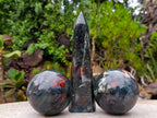Polished Bloodstone Spheres and Crystal x 3 From Swaziland - Toprock Gemstones and Minerals 