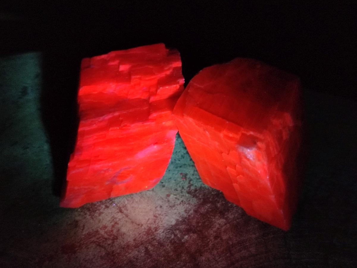 Natural Rhombohedral Sunset Orange Calcite Specimens x 6 From Spitzkop, Namibia - Toprock Gemstones and Minerals 