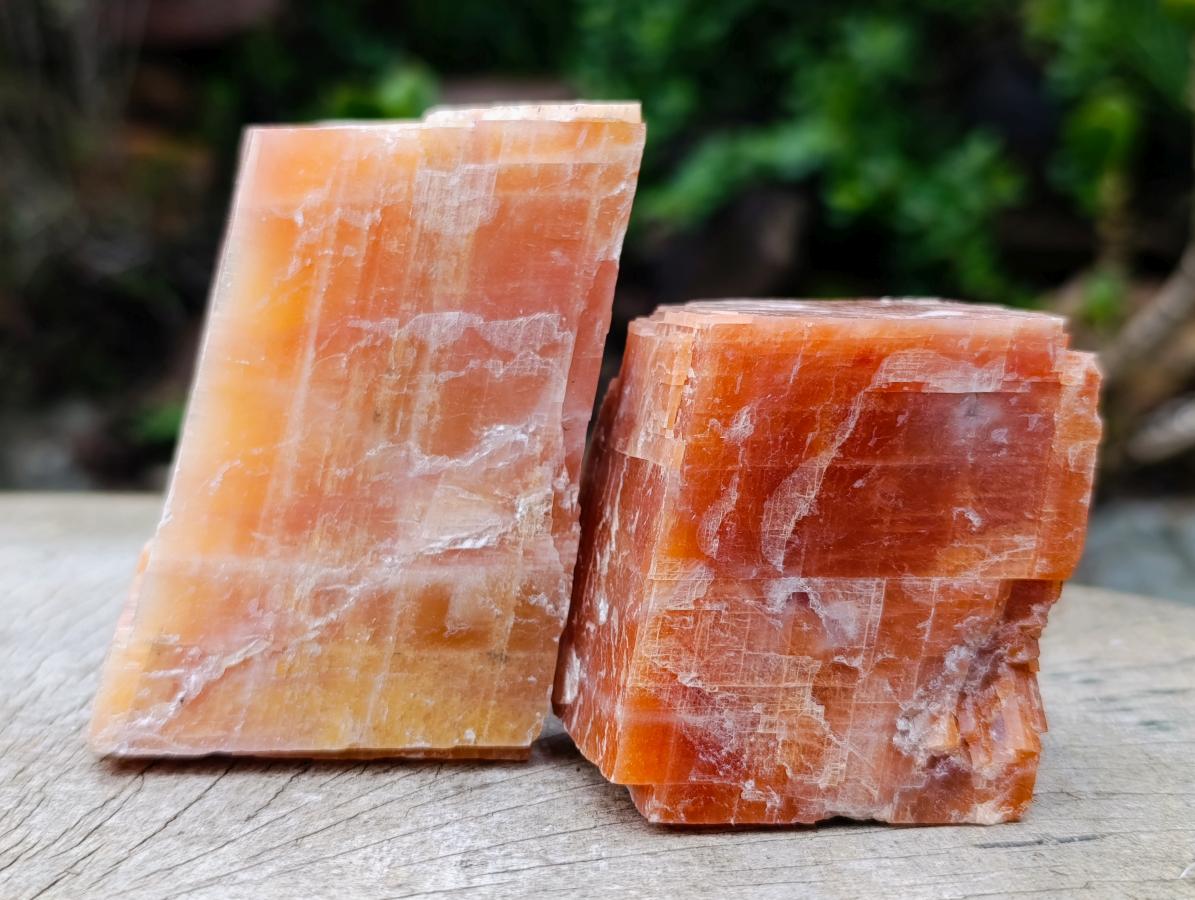 Natural Rhombohedral Sunset Orange Calcite Specimens x 6 From Spitzkop, Namibia - Toprock Gemstones and Minerals 