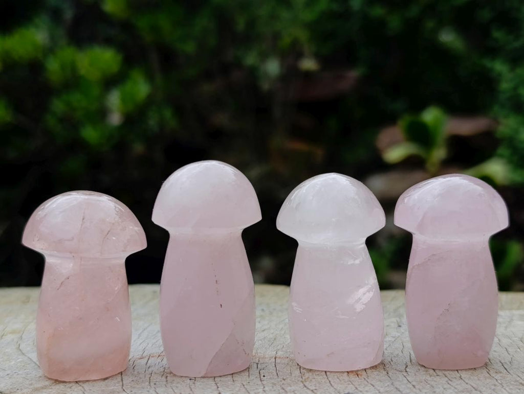 Polished Gemmy Rose Quartz Minni Mushrooms x 20 From Madagascar - Toprock Gemstones and Minerals 