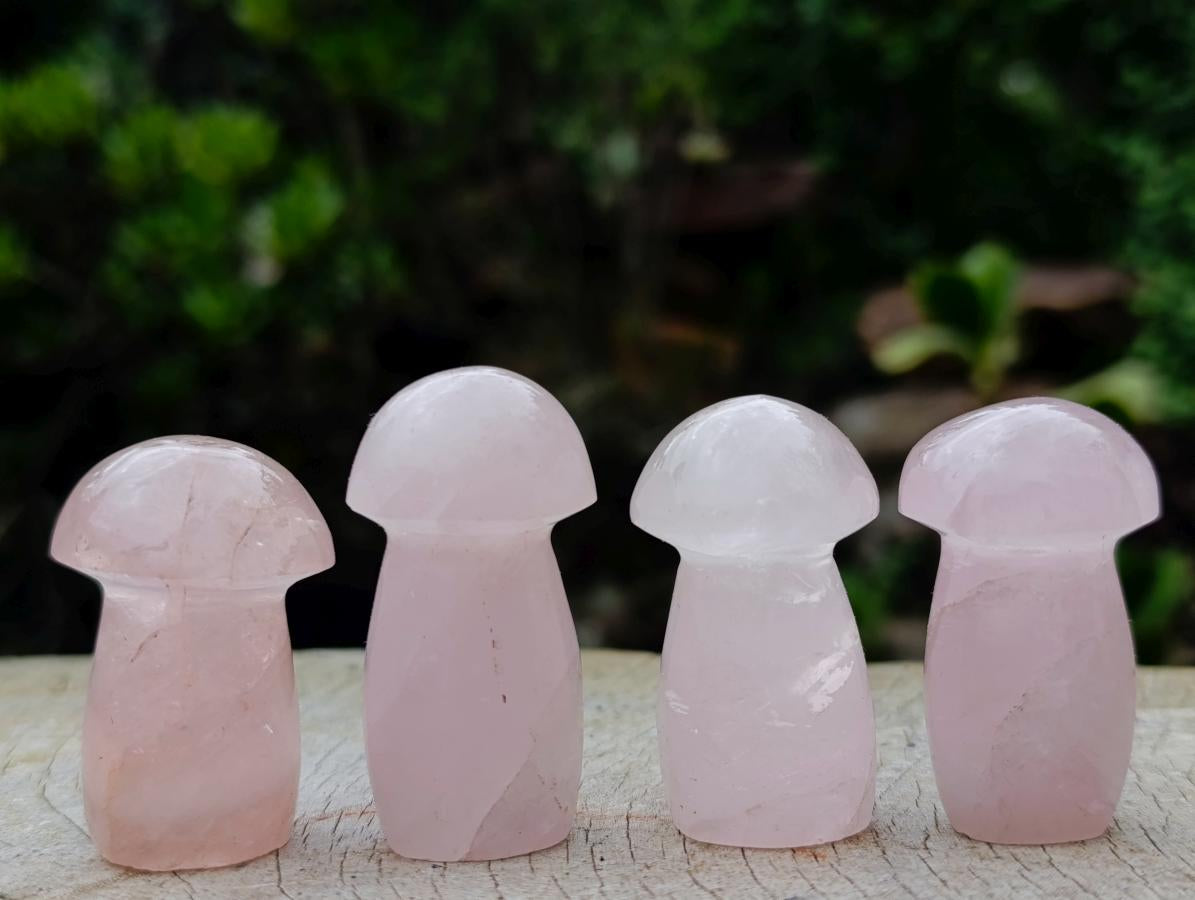 Polished Gemmy Rose Quartz Minni Mushrooms x 20 From Madagascar - Toprock Gemstones and Minerals 
