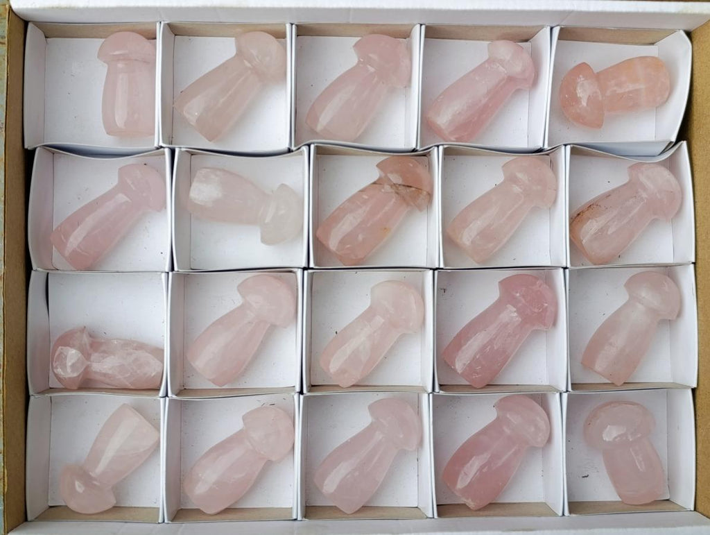 Polished Gemmy Rose Quartz Minni Mushrooms x 20 From Madagascar - Toprock Gemstones and Minerals 