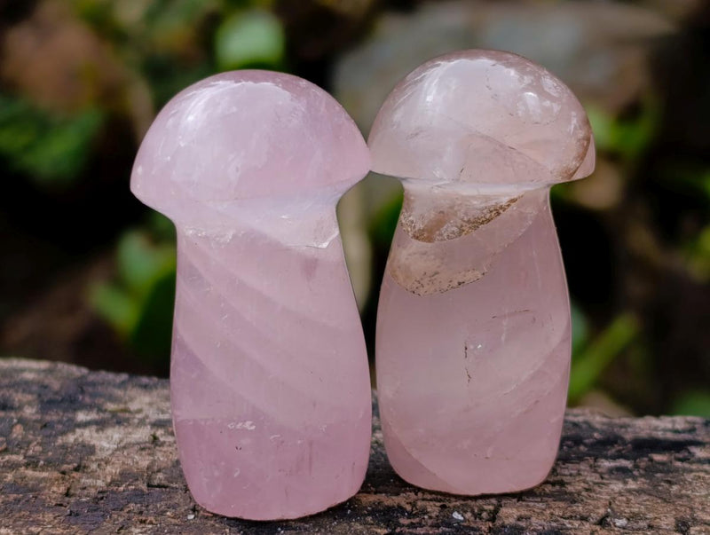 Polished Gemmy Rose Quartz Minni Mushrooms x 20 From Madagascar - Toprock Gemstones and Minerals 