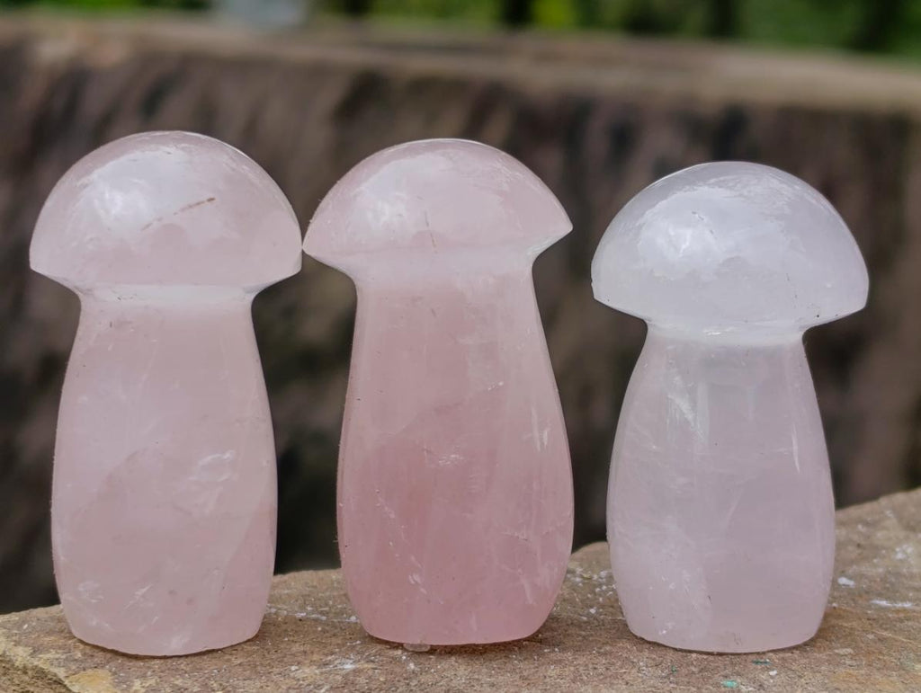 Polished Gemmy Rose Quartz Minni Mushrooms x 20 From Madagascar - Toprock Gemstones and Minerals 