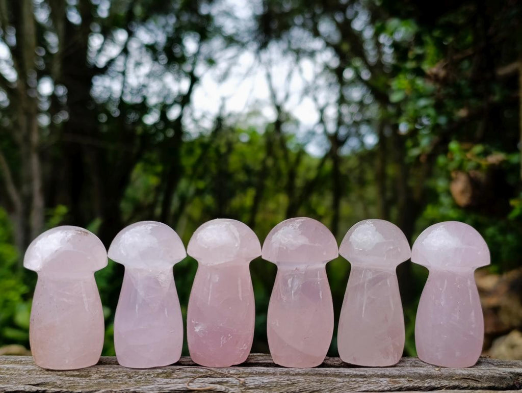 Polished Gemmy Rose Quartz Minni Mushrooms x 20 From Madagascar - Toprock Gemstones and Minerals 