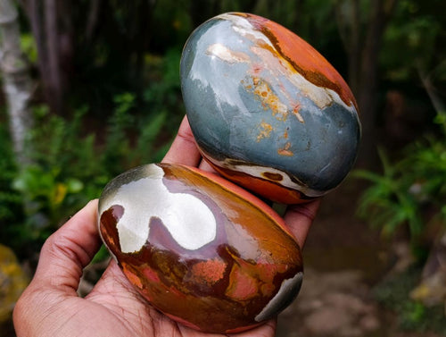 Polished On One Side Polychrome Jasper Nodules x 6 From NW Coast, Madagascar - Toprock Gemstones and Minerals 