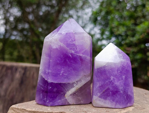 Polished Chevron Amethyst Display Crystals x 4 From Madagascar - Toprock Gemstones and Minerals 