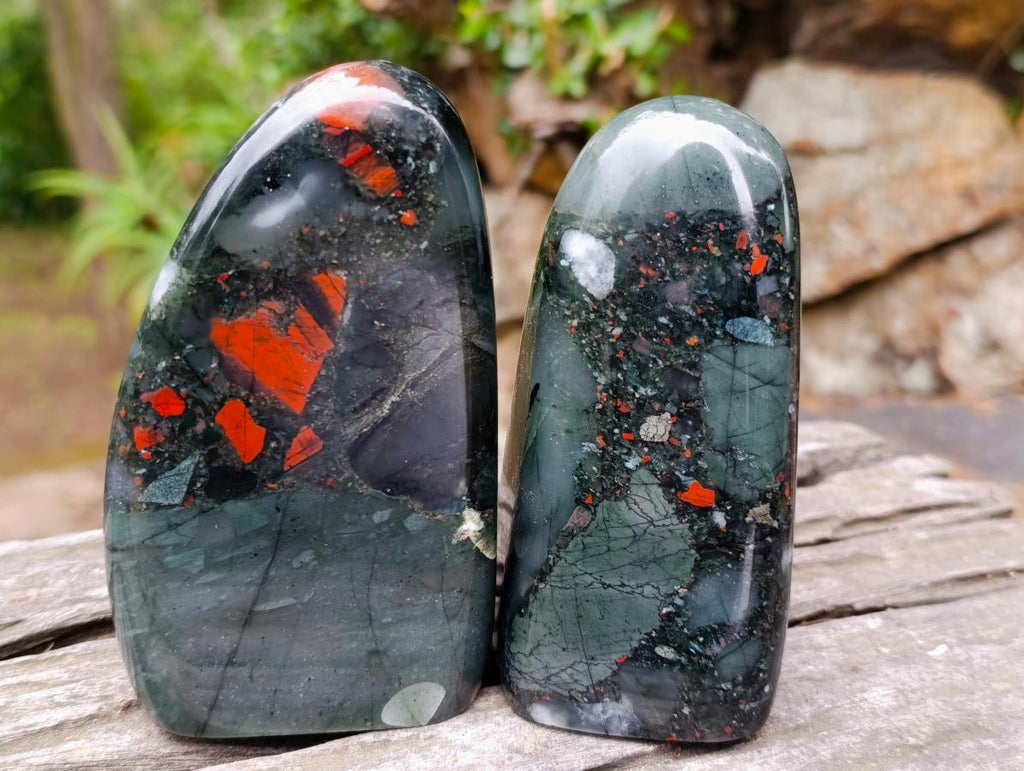 Polished Bloodstone Standing Display Pieces x 2 From Swaziland - Toprock Gemstones and Minerals 