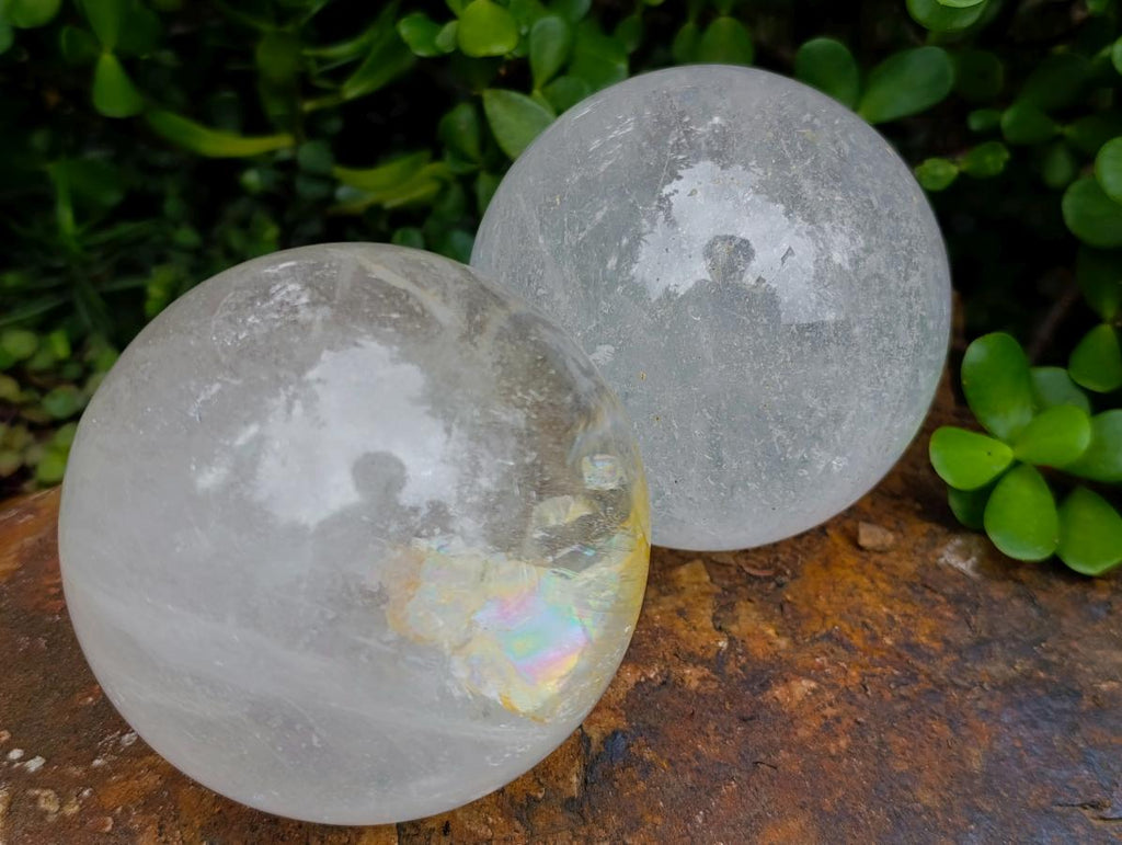 Polished Large Rock Crystal Spheres x 2 From Amoron’i Mania, Madagascar - Toprock Gemstones and Minerals 