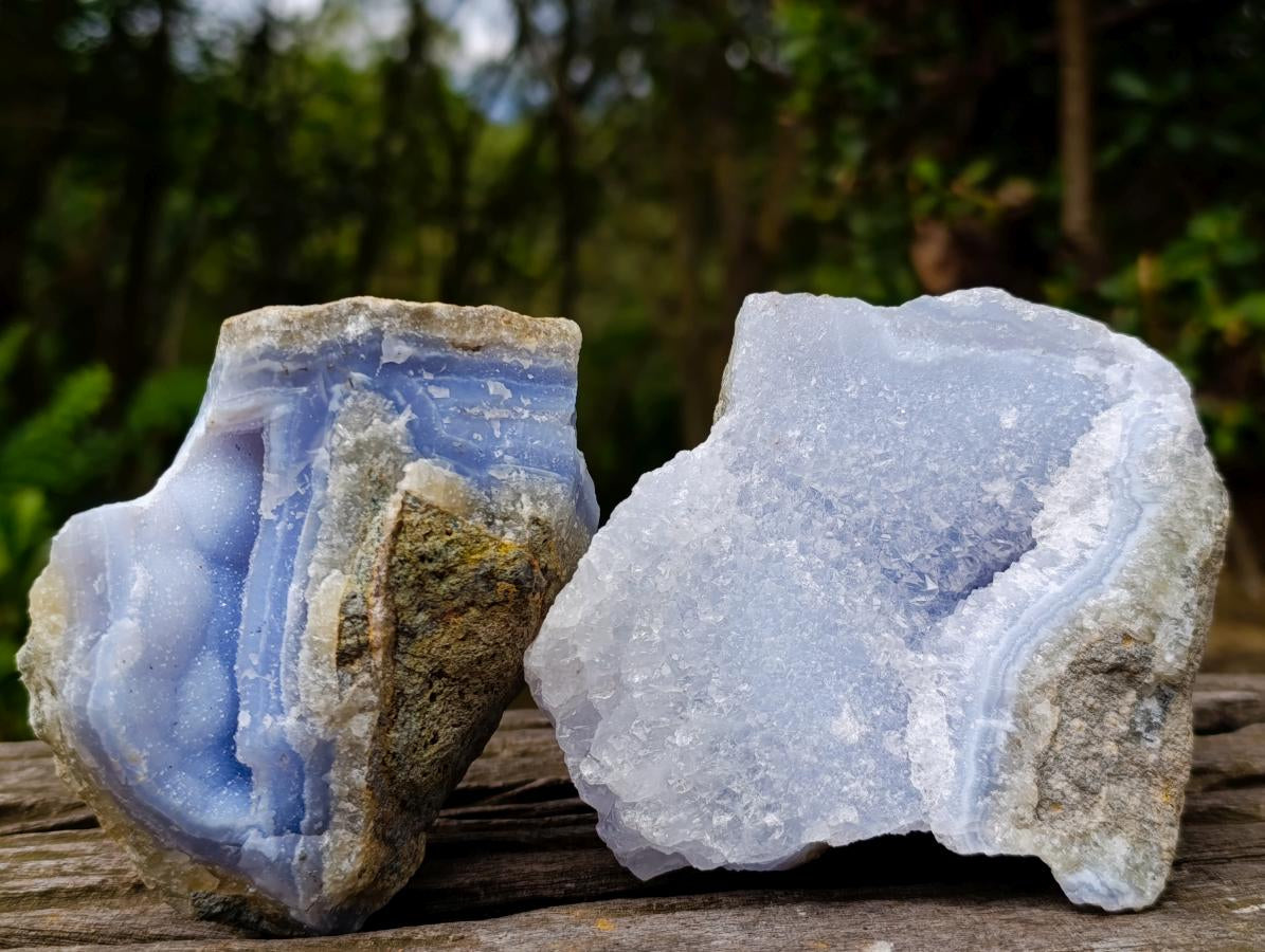 Polished Blue Lace Agate Specimens x 6 From Nsanje, Malawi - Toprock Gemstones and Minerals 
