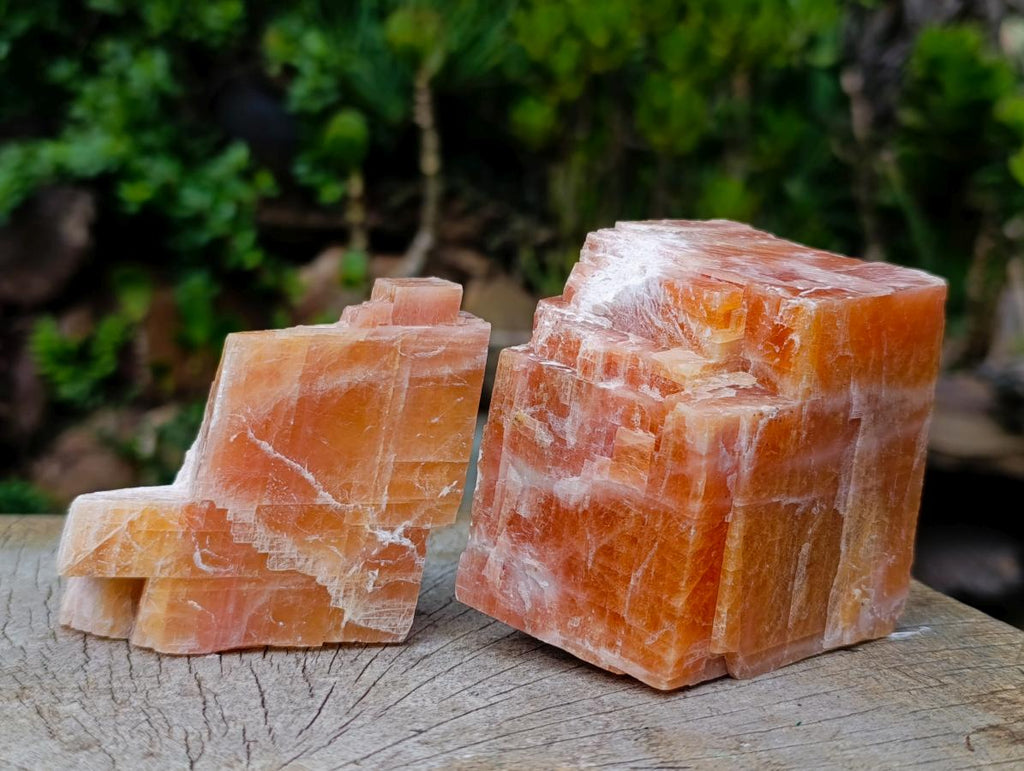Natural Rhombohedral Sunset Orange Calcite Specimens x 5 From Spitzkop, Namibia - Toprock Gemstones and Minerals 