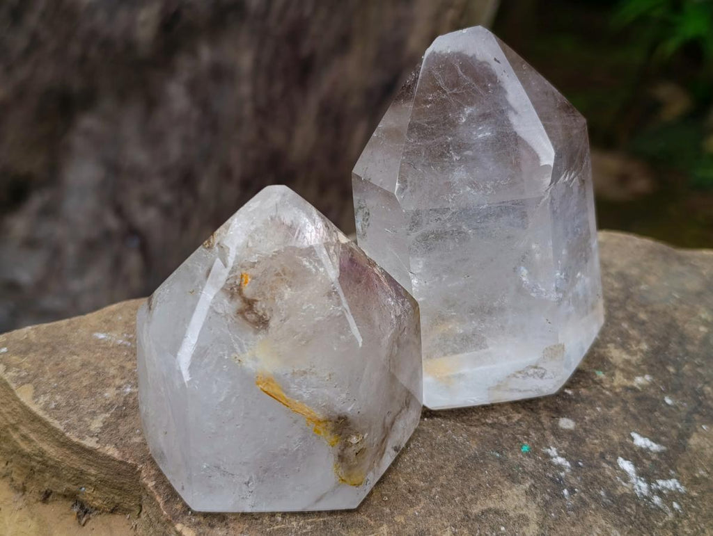 Polished Smokey Window Quartz Crystals x 6 From Akansobe, Madagascar - Toprock Gemstones and Minerals 