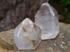 Polished Smokey Window Quartz Crystals x 6 From Akansobe, Madagascar - Toprock Gemstones and Minerals 