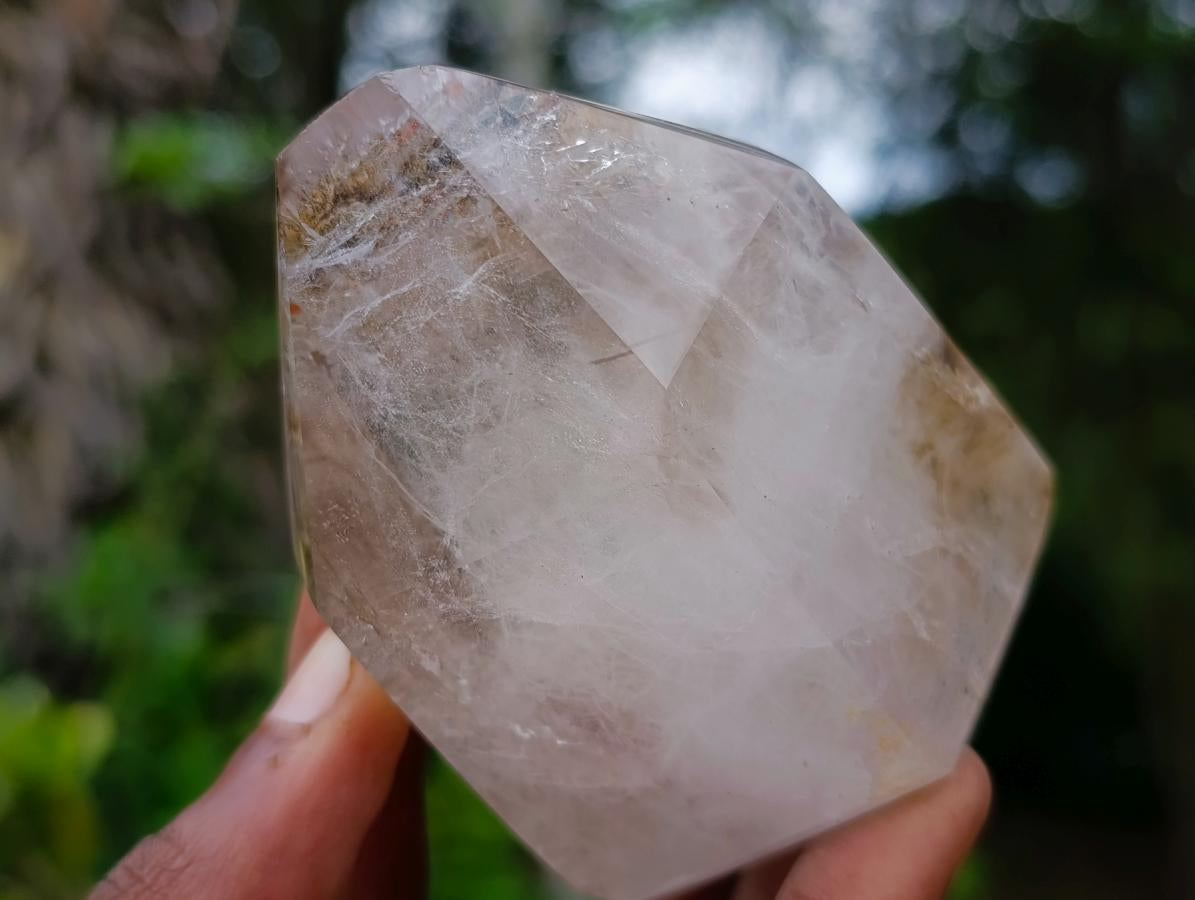 Polished Smokey Window Quartz Crystals x 6 From Akansobe, Madagascar - Toprock Gemstones and Minerals 