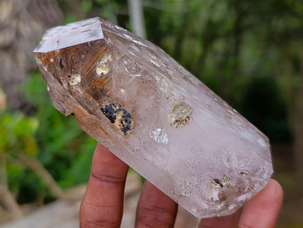 Polished Smokey Window Quartz Crystals x 6 From Akansobe, Madagascar - Toprock Gemstones and Minerals 