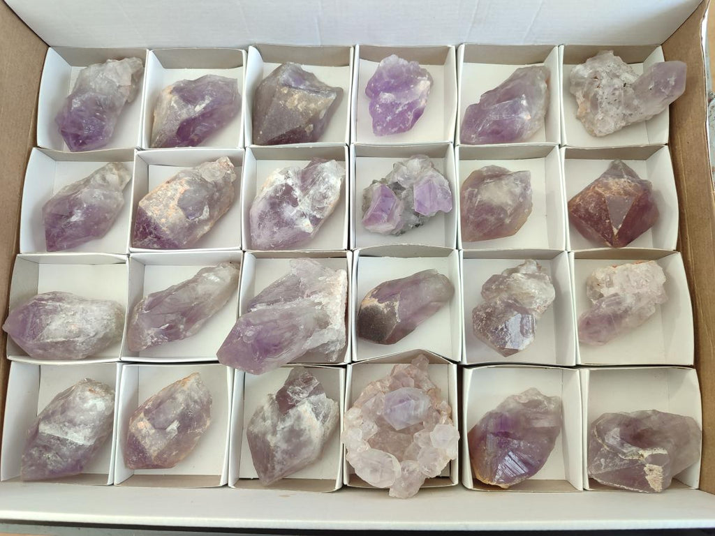 Natural Jacaranda Amethyst Single Crystals x 24 From Mumbwa, Zambia - Toprock Gemstones and Minerals 