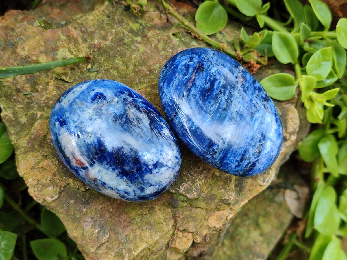 Polished Sodalite Palm Stones x 26 From Kunene River, Namibia - Toprock Gemstones and Minerals 