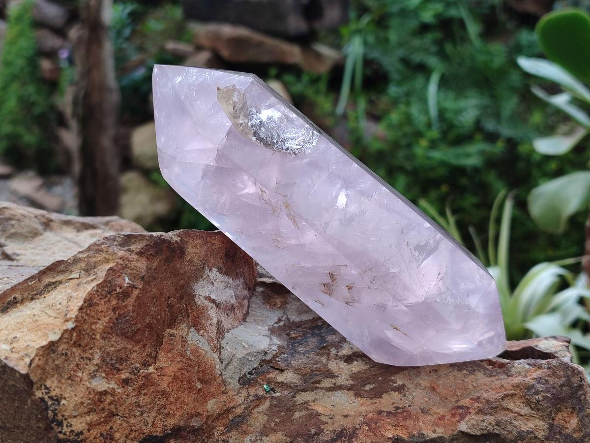 Polished Double Terminated Gemmy Rose Quartz Crystals x 6 From Madagascar - Toprock Gemstones and Minerals 
