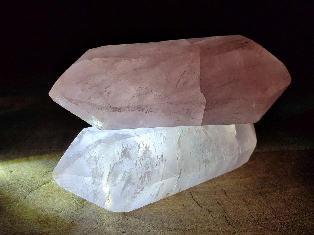 Polished Double Terminated Gemmy Rose Quartz Crystals x 6 From Madagascar - Toprock Gemstones and Minerals 
