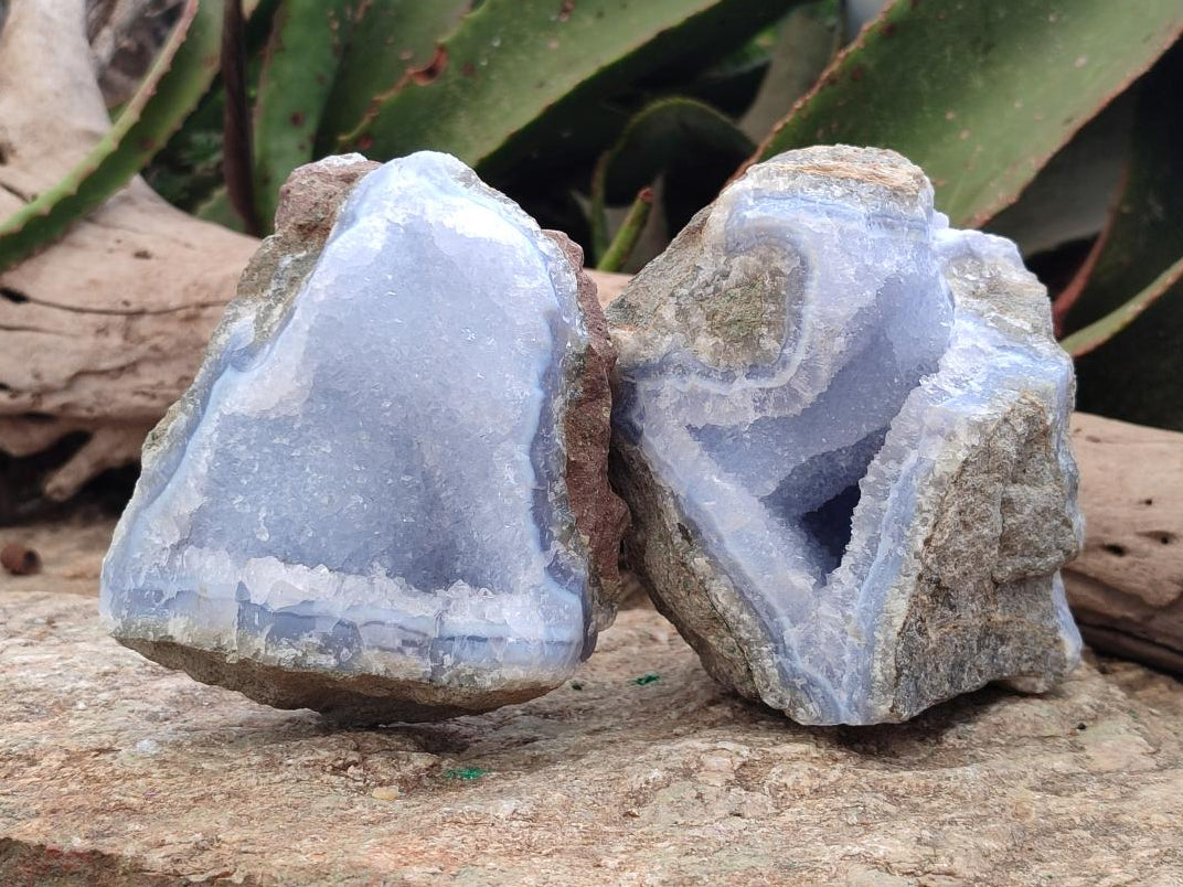 Natural Large Blue Lace Agate Geode Specimens x 4 From Nsanje, Malawi - Toprock Gemstones and Minerals 