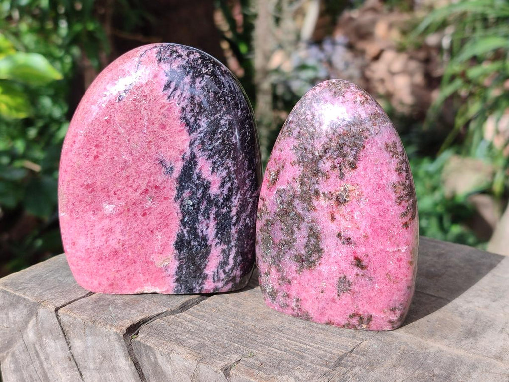 Polished Rhodonite Standing Display Pieces x 3 From Ambindavato, Madagascar - Toprock Gemstones and Minerals 