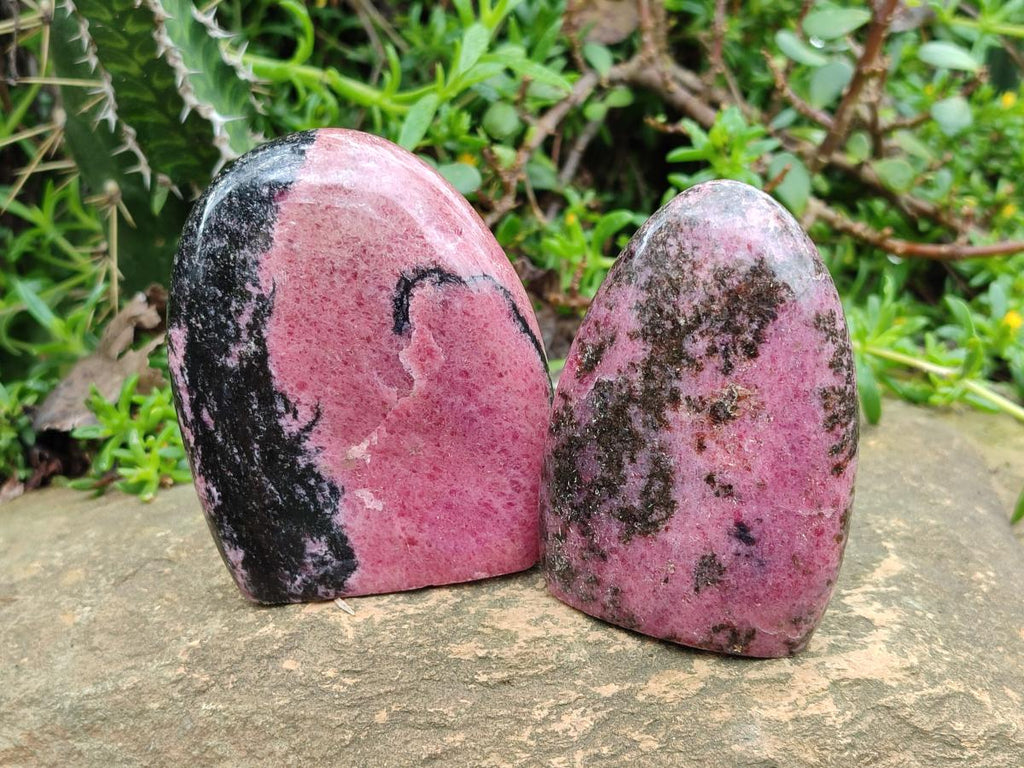 Polished Rhodonite Standing Display Pieces x 3 From Ambindavato, Madagascar - Toprock Gemstones and Minerals 