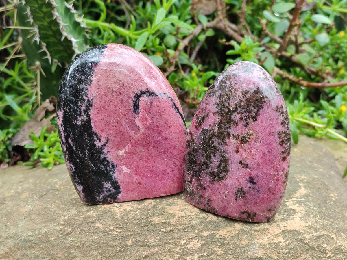 Polished Rhodonite Standing Display Pieces x 3 From Ambindavato, Madagascar - Toprock Gemstones and Minerals 