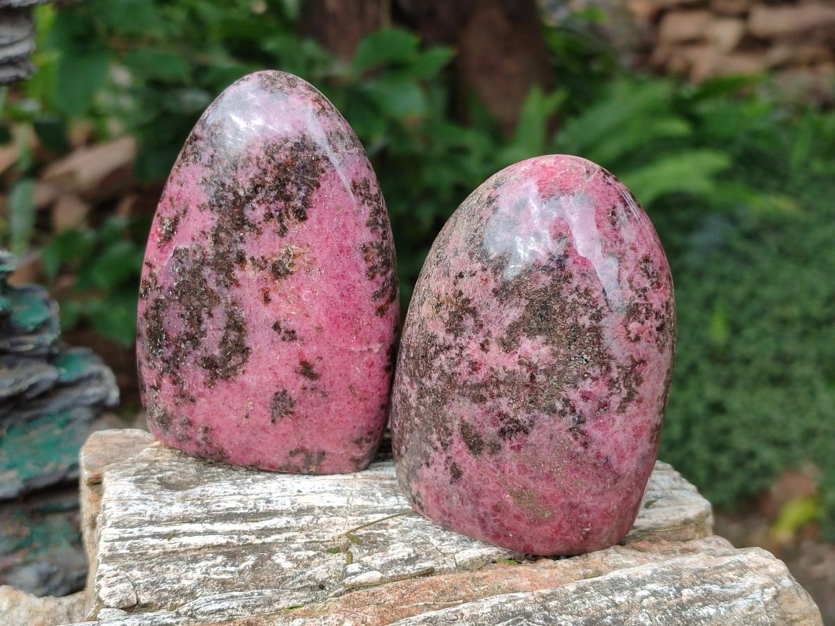 Polished Rhodonite Standing Display Pieces x 3 From Ambindavato, Madagascar - Toprock Gemstones and Minerals 