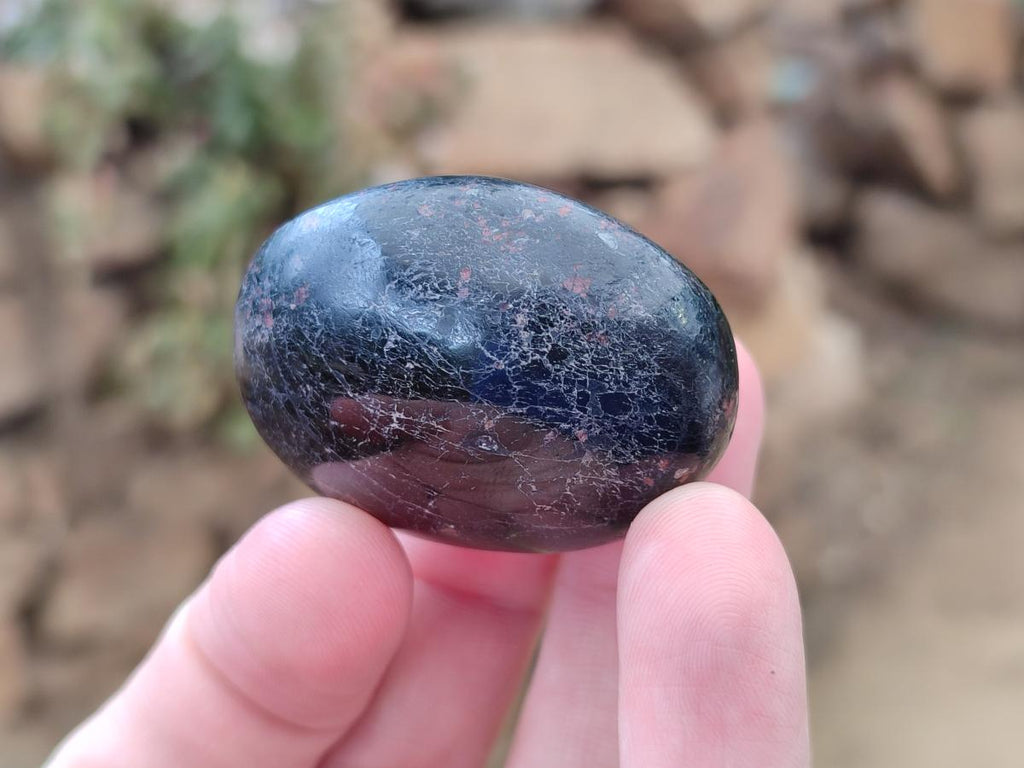 Polished Black Tourmaline Galets x 24 From Madagascar - Toprock Gemstones and Minerals 