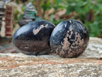 Polished Black Tourmaline Galets x 24 From Madagascar - Toprock Gemstones and Minerals 