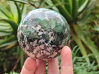 Polished Emerald Mica 'Mutokolite' Spheres x 2 From Mutoko, Zimbabwe - Toprock Gemstones and Minerals 