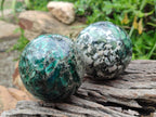 Polished Emerald Mica 'Mutokolite' Spheres x 2 From Mutoko, Zimbabwe - Toprock Gemstones and Minerals 